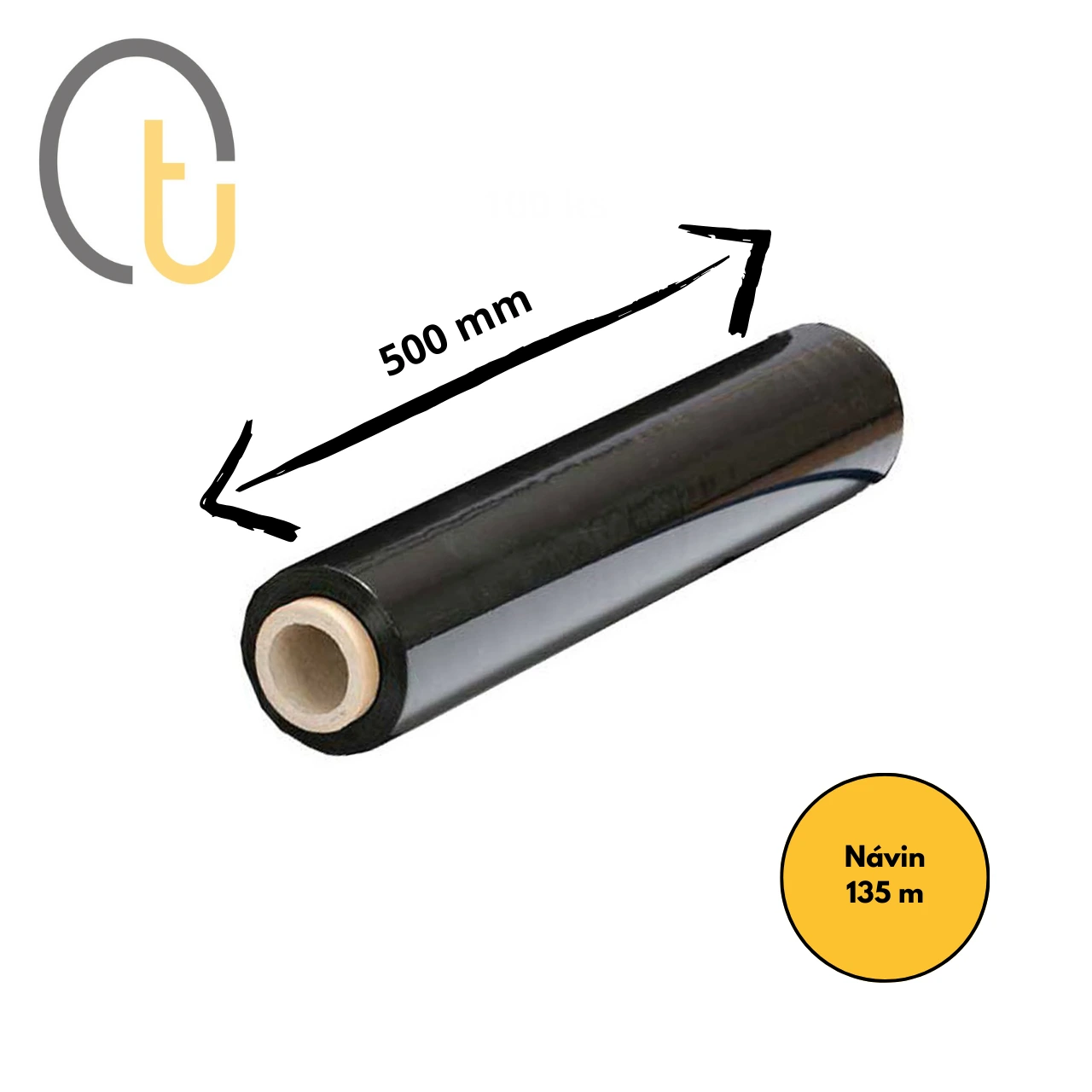 Stretch fólia 500mm, 135m - ČIERNA