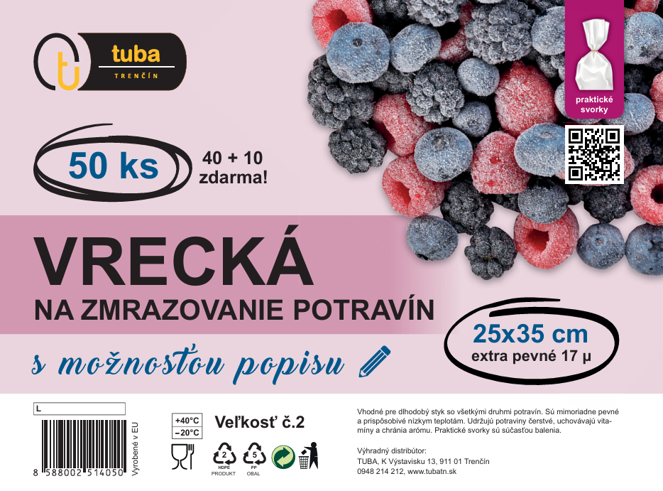 Vrecká na zmrazovanie 25x35cm číre