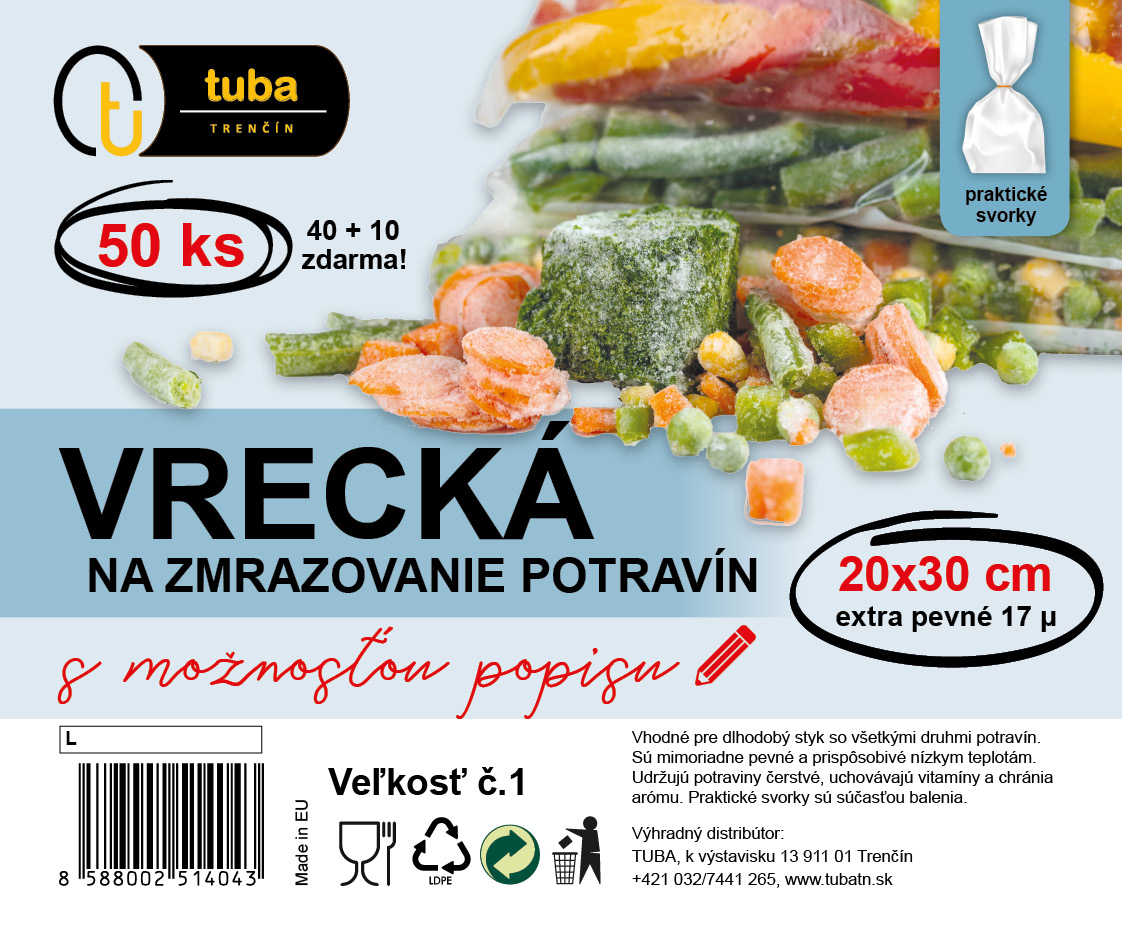 Vrecká na zmrazovanie 20x30cm mix