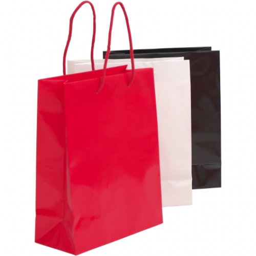 Taška papierová M 2 farebná 25+11x31