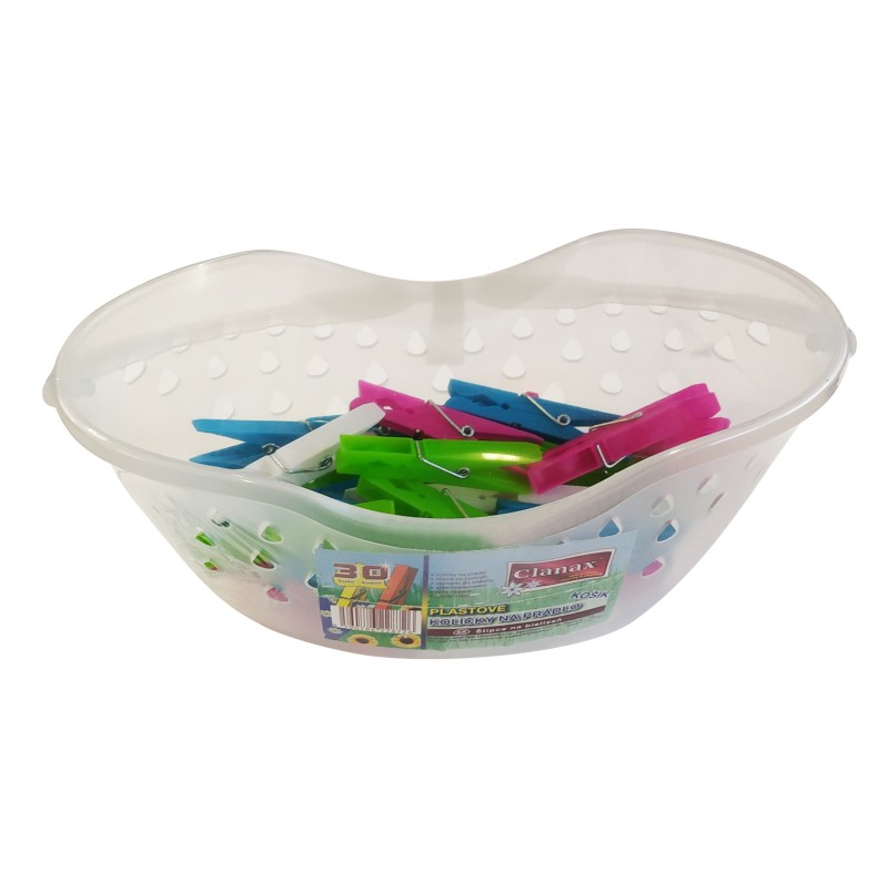 Košík na štipce + štipce plast. 30ks